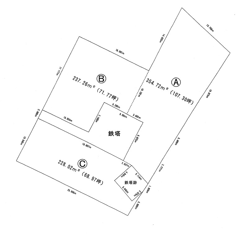 宇都宮市峰町　分譲地　区画Ⓒ　の区画図|全３区画