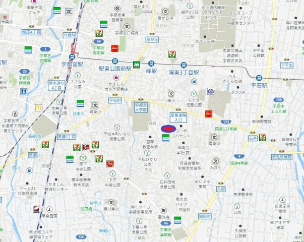 宇都宮市峰町　分譲地　区画Ⓒ　の地図