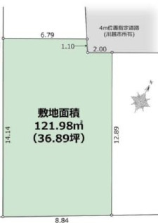 敷地面積36.89坪　売地　川越市的場