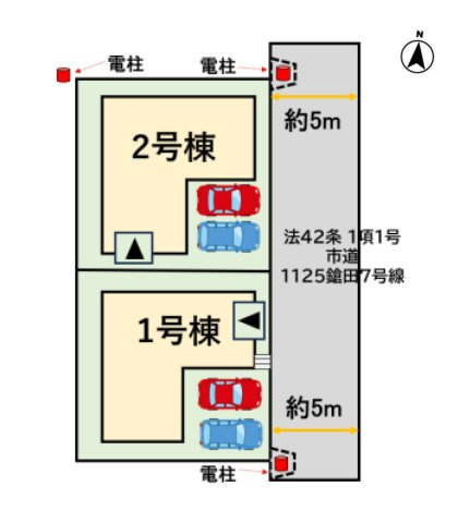 鳥栖市鎗田町鎗田第3-2棟（1号棟）の区画図|配置図（1号棟）