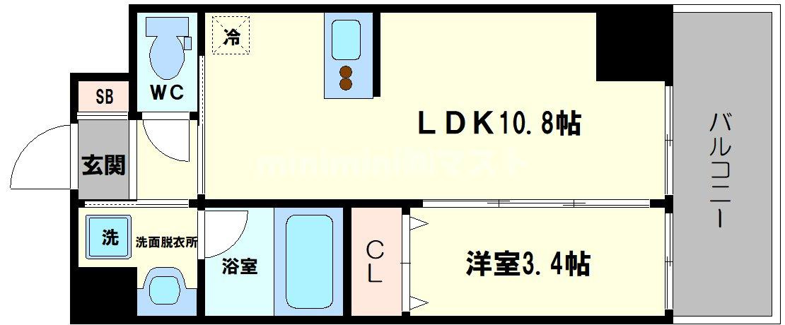 大阪市西区南堀江１丁目の賃貸マンションの間取り