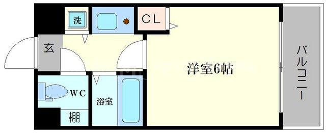 大阪市中央区瓦屋町３丁目の賃貸マンションの間取り