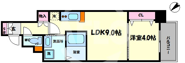 セオリー天神橋アベニールの間取り|セオリー天神橋アベニール　開放感のある間取り