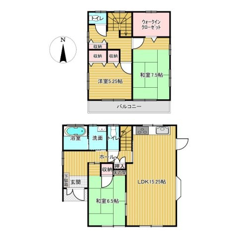 水戸市鯉淵町中古戸建の間取り