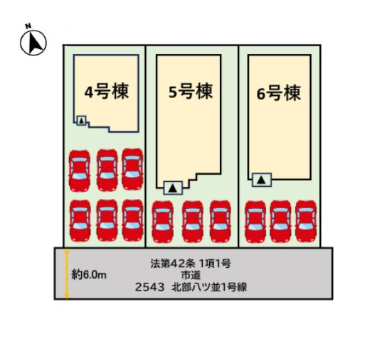 鳥栖市弥生が丘4丁目第1-3棟（5号棟）の区画図|配置図（5号棟）