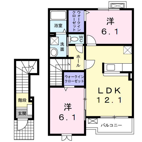 プラシードＢの間取り|間取図