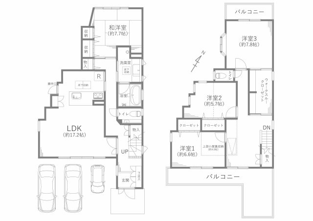 名古屋市瑞穂区東栄町八丁目戸建の間取り