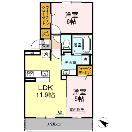 D-roomパークサイド吉塚の間取り