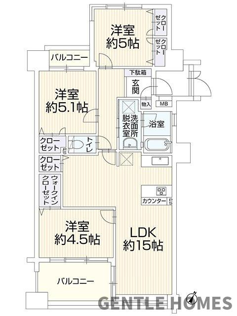 東峰マンション野間大池公園の間取り