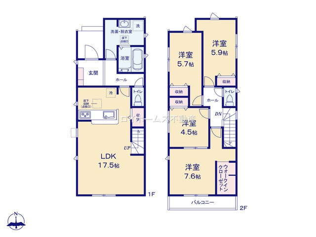 【間取り】 | 知多市梅が丘１丁目149『仲介料無料』新築戸建て | 1号棟