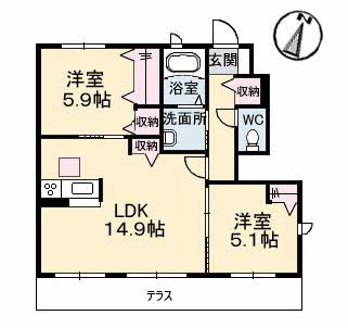 シャーメゾンきびじC棟の間取り