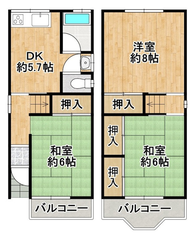 鶴町3丁目貸家の間取り