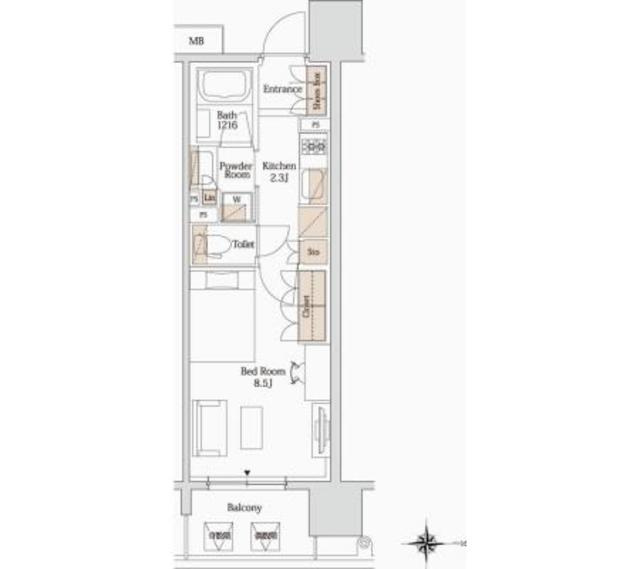 パークアクシス大阪新町の間取り