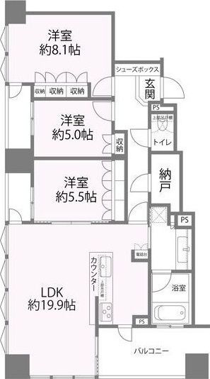 パークナード中之島公園ロジュマンの間取り