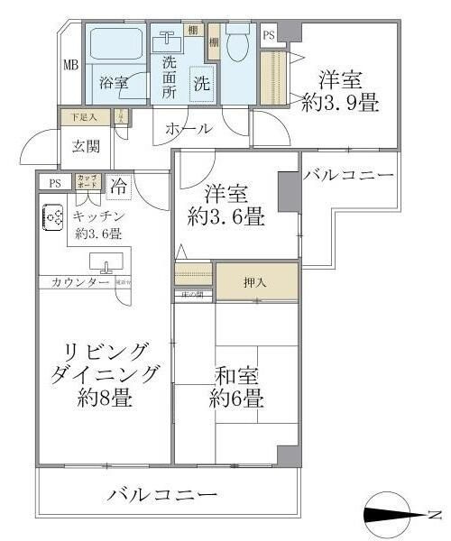 東建ニューハイツ港南中央の間取り