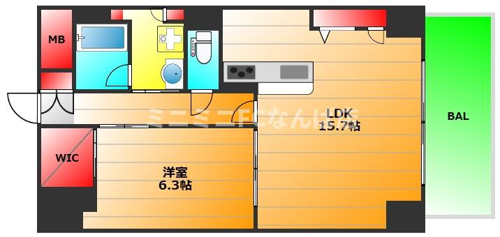 グランルージュ谷町六丁目の間取り