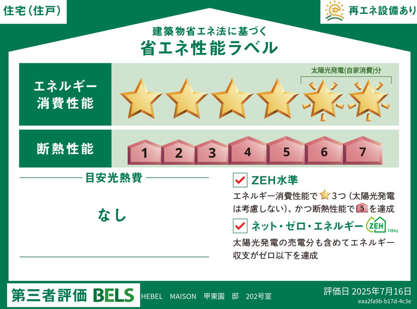 HEBEL　MAISON　甲東園の省エネ性能ラベル