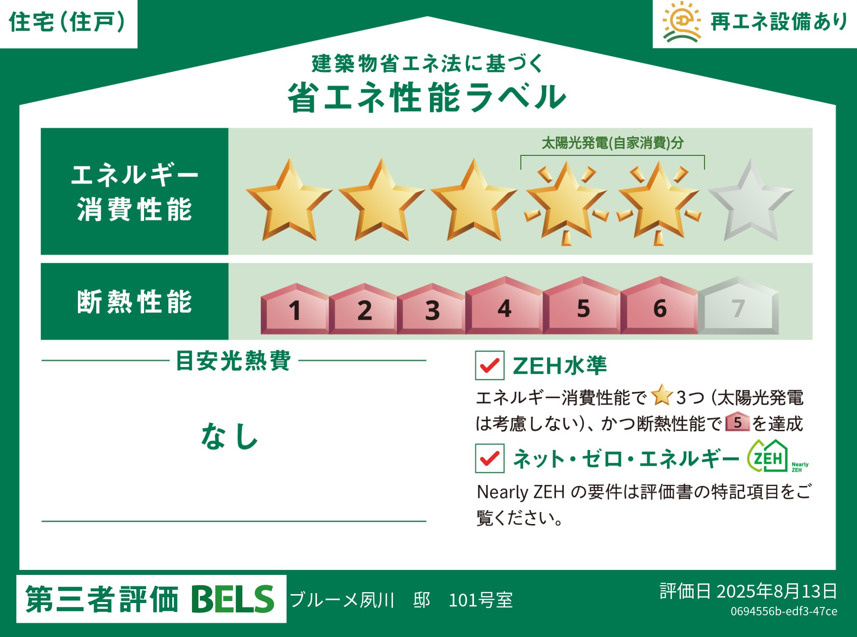 ブルーメ夙川の省エネ性能ラベル