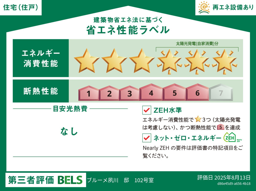 ブルーメ夙川の省エネ性能ラベル
