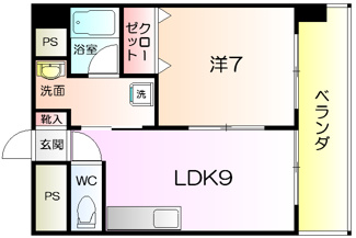 【間取り】 | シティーコート南瓦町 | １ＬＤＫ