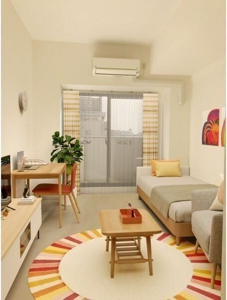 S-RESIDENCE葵の居間・リビング|家具・家電はついておりません。（モデルルームにて撮影）