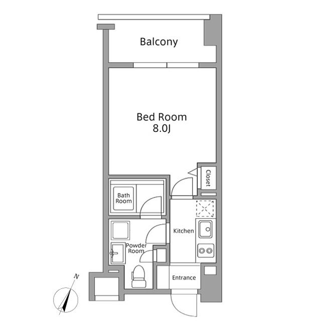 新品家具付きマンション築地13(KaGood東京)の間取り|※間取りと異なる場合は現状を優先します。