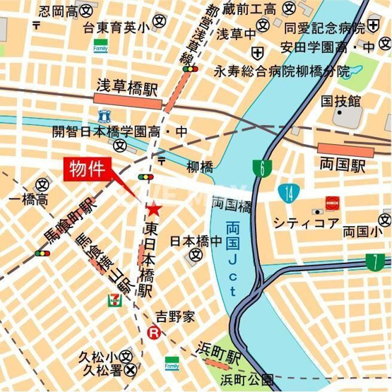 【地図】オープンブルーム東日本橋