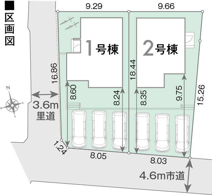 リナージュ／合志市須屋上ノ原1期／1号棟の区画図
