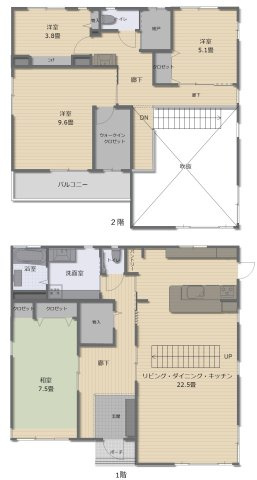 津山市南方中　中古住宅4LDK＋倉庫　の間取り