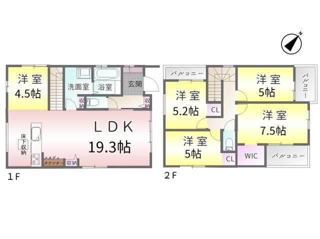 春日井市高座台1期(全3棟)の間取り