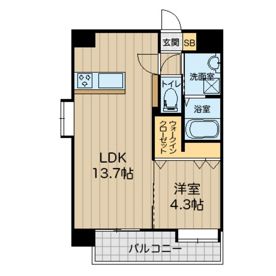 熊本市中央区八王寺町の賃貸マンションの間取り
