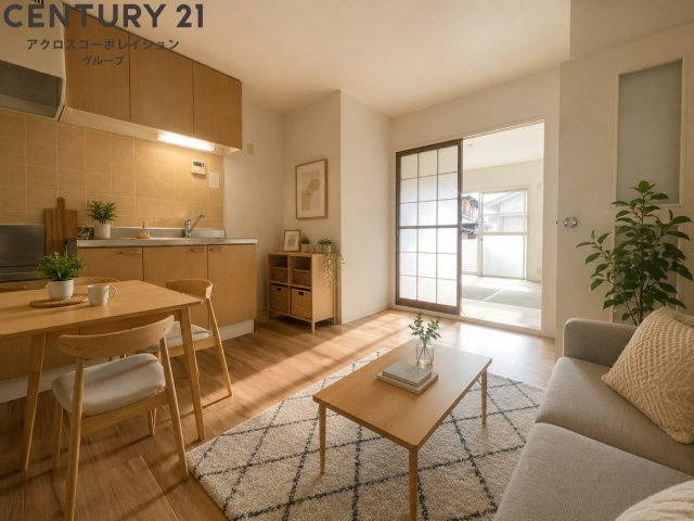 角部屋住戸で過ごしやすく、おすすめです。画像中の家具はAIにより配置加工しているため、付属しません。