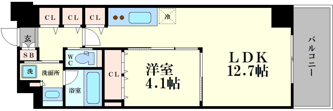 大阪市中央区高麗橋１丁目の賃貸マンションの間取り
