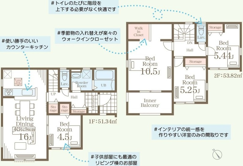 第1　石岡市旭台　新築戸建ての間取り|実際の空間の広さや陽当たり、風通しなどは現地でご確認できます♪
