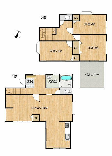 宇都宮市宝木町2丁目　5DK　中古住宅の間取り