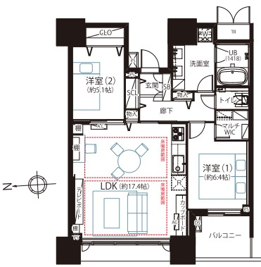 ドゥ・トゥールキャナル＆スパEASTの間取り