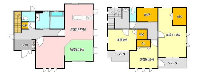 宇都宮市西川田町　4ＬＤＫ　中古住宅の間取り