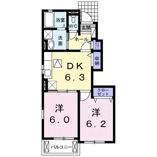 【間取り】 | プリムローズⅡ