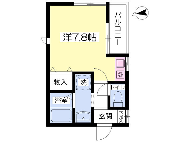 洋室7.8帖。開放的なワンルームタイプ！