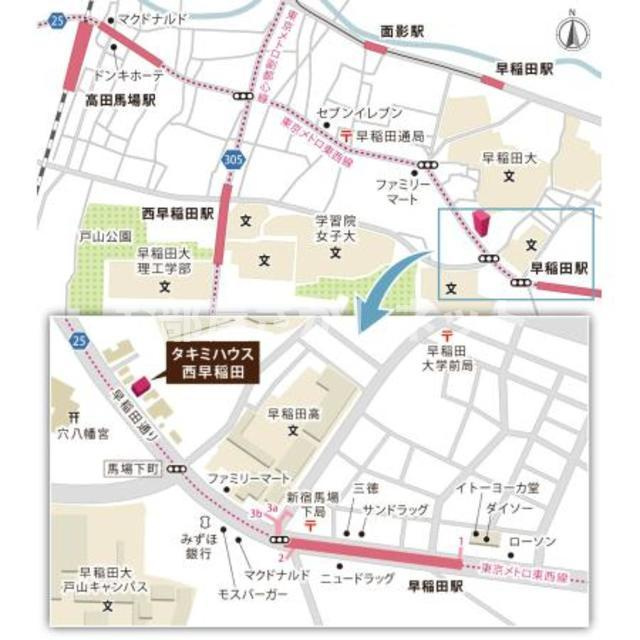 タキミハウス西早稲田【おとり物件なし】#学生・社会人にオススメ！初期費用分割払いOK！の地図