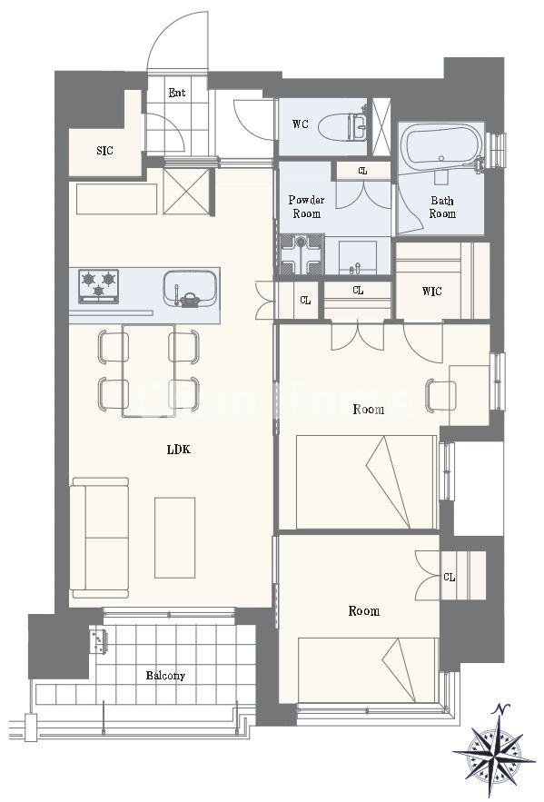 グレース錦糸町シティフロントの間取り|南東角部屋住戸につきまして日当たり・通風良好。新規リフォームマンション。
