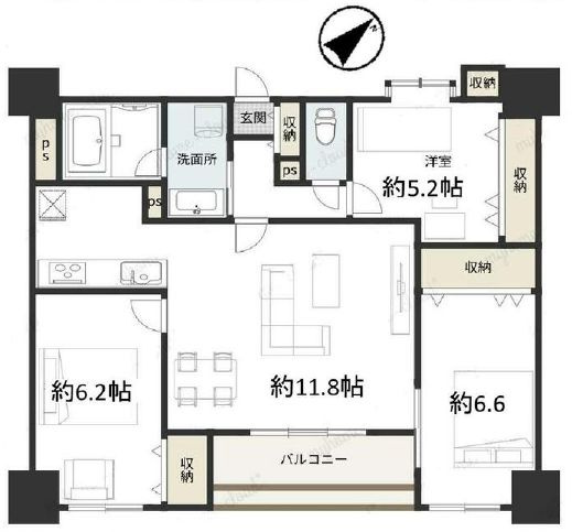 グランドハイツ田端の間取り|南東向きにつきまして日当たり・通風良好。新規リノベーション施工が完了いたしましたのでいつでも内覧が可能です。