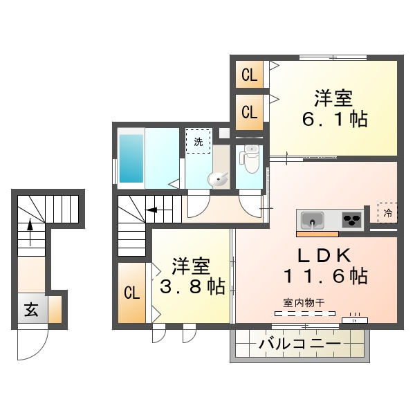 神戸市垂水区下畑町字石畳のアパートの間取り