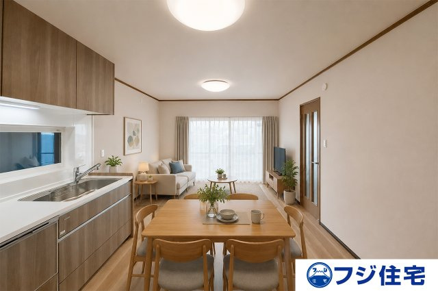 岸和田市極楽寺町1丁目の居間・リビング|※バーチャルステージング画像（AI合成）です。合成された家具等は販売価格に含まれません。