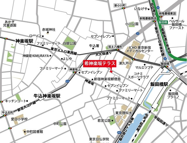 希神楽坂テラスの地図