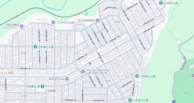 川西市大和東　第1期　新築一戸建ての地図