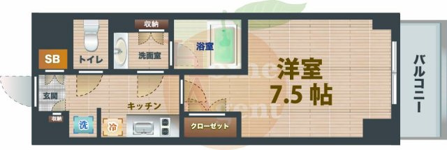 【間取り】 | ザ・パークハビオ高円寺 | 1Kのお部屋です。
