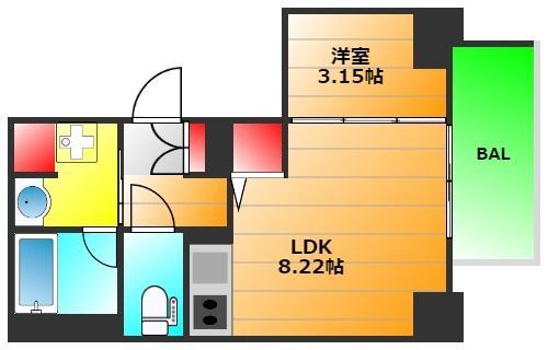 シーズンフラッツ靱本町の間取り|現状有姿