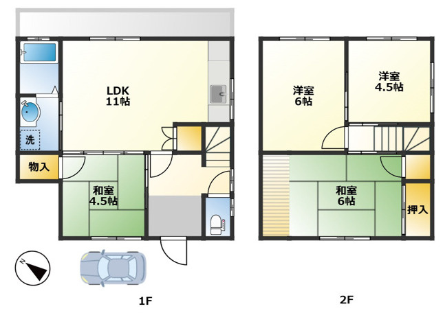 【間取り】 | 東草津2丁目テラスハウス | 間取りです