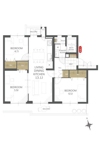 【間取り】稲毛高浜北住宅14号棟 